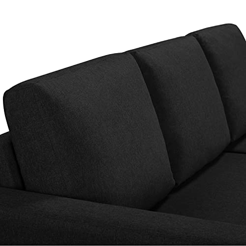 L-Shaped Convertible Sofa Bed with Storage, Black
