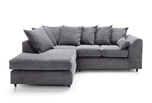 Grey Jumbo Cord Left Hand Corner Sofa