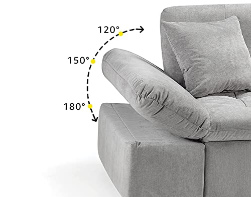 Honeypot Grey U-Shaped Sofa Bed with Storage