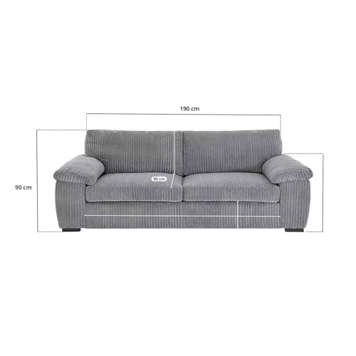 Stylish Grey Jumbo Cord 3-Seater Sofa Collection