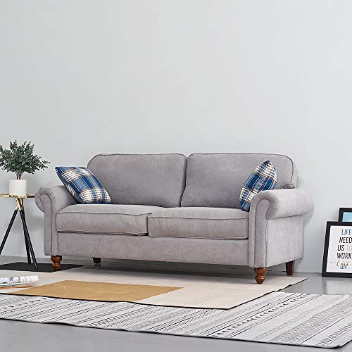 Retro 3 Seater Fabric Sofa with Cushions