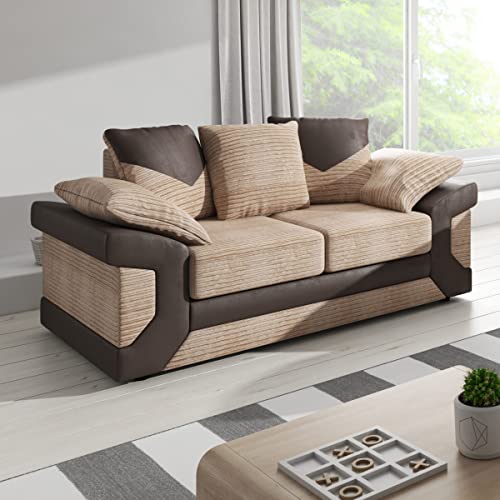 Large Dino Fabric and Leather Sofa Suite