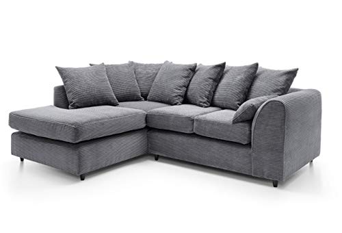Grey Jumbo Cord Left Hand Corner Sofa