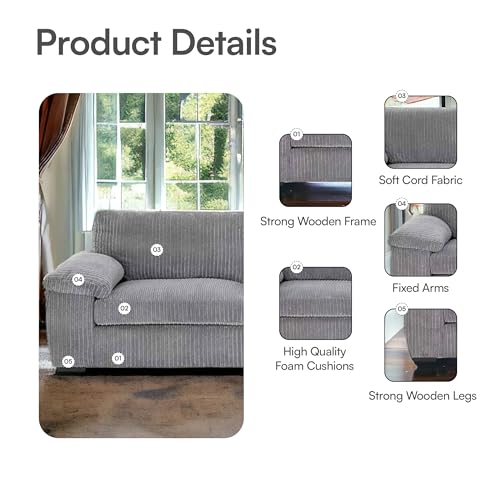 Stylish Grey Jumbo Cord 3-Seater Sofa Collection