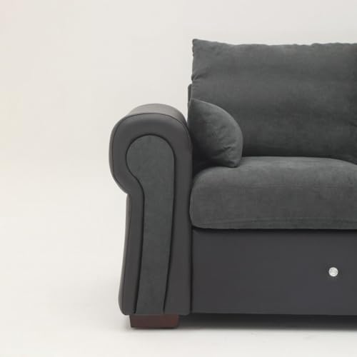 Modern L-Shaped Dark Gray Sectional Sofa with USB