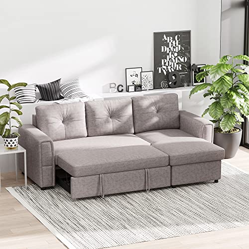 Versatile L-Shaped 3-Seater Sofa Bed - Grey