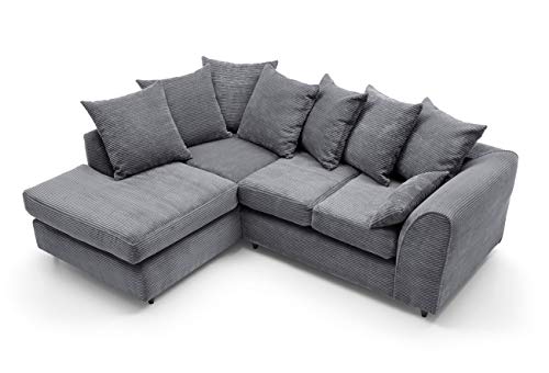 Grey Jumbo Cord Left Hand Corner Sofa