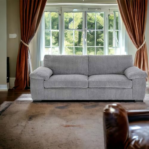 Stylish Grey Jumbo Cord 3-Seater Sofa Collection