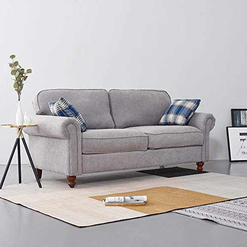 Retro 3 Seater Fabric Sofa with Cushions
