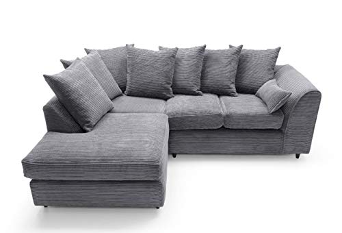 Grey Jumbo Cord Left Hand Corner Sofa