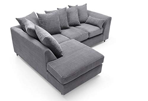 Grey Jumbo Cord Left Hand Corner Sofa