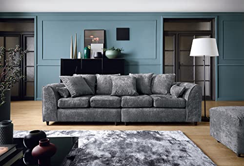 Harriet Dark Grey Crushed Chenille 4-Seater Sofa