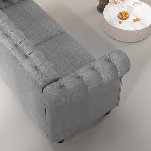 Victoria Grey Chesterfield 2-Seater Sofa, Couch
