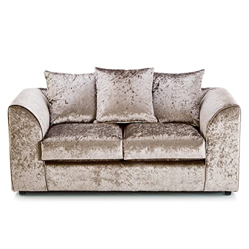 Mink Crushed Velvet 3 + 2 Seater Sofa Set