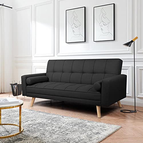 Yaheetech Modern Black 3-Seater Sofa Bed