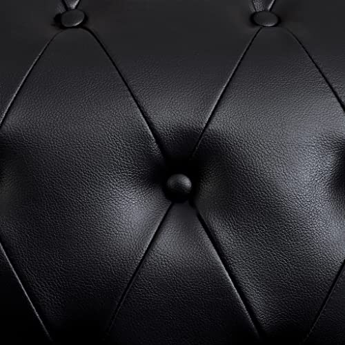 Bravich Black Leather Chesterfield 2-Seater Sofa