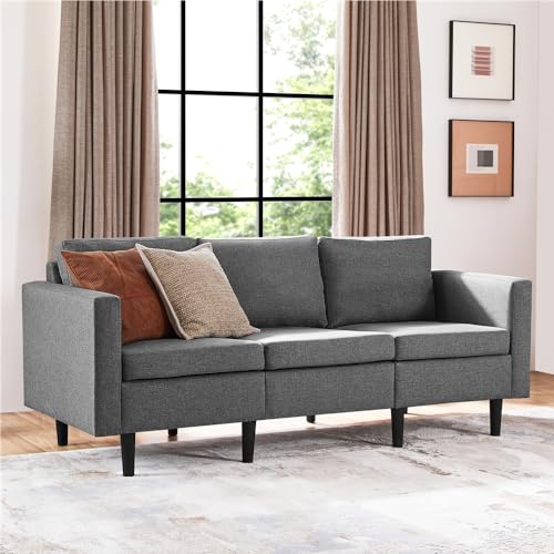 Light Grey Modern 3-Seater Sofa Couch