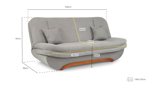 Weronika 3-Seater Sofabed with Storage - Grey