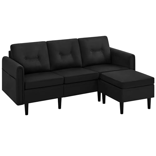 Reversible L-Shaped Fabric Sofa with Ottoman