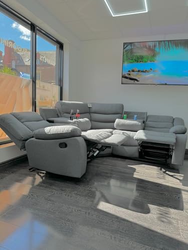 Sorrento Grey Fabric Recliner Corner Sofa 240cm