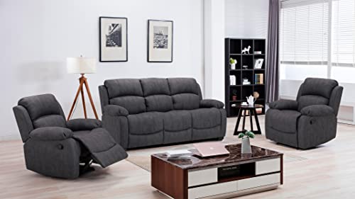 Alaska Suede 3-Piece Reclining Sofa Suite