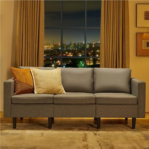Light Grey Modern 3-Seater Sofa Couch