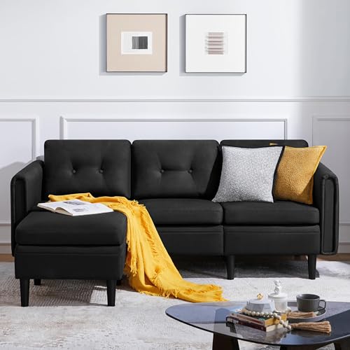 Reversible L-Shaped Fabric Sofa with Ottoman