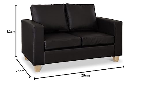 Faux Leather 2-Seater Sofa in Black or Brown