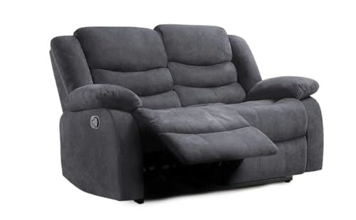 Madrid Grey Fabric Recliner Sofa with Cupholders