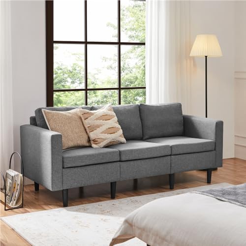 Light Grey Modern 3-Seater Sofa Couch