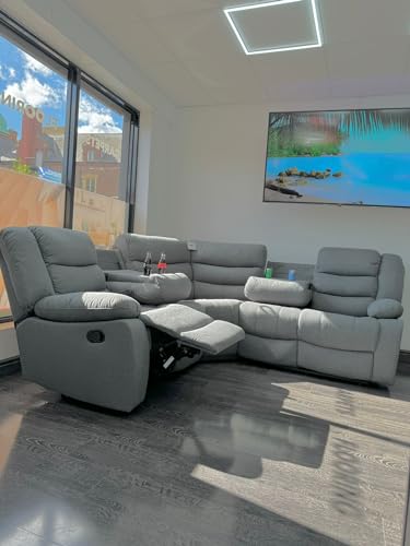 Sorrento Grey Fabric Recliner Corner Sofa 240cm