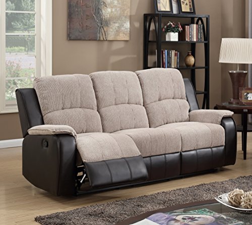 Beige/Brown Reclining 3-Seater and 2-Seater Sofa