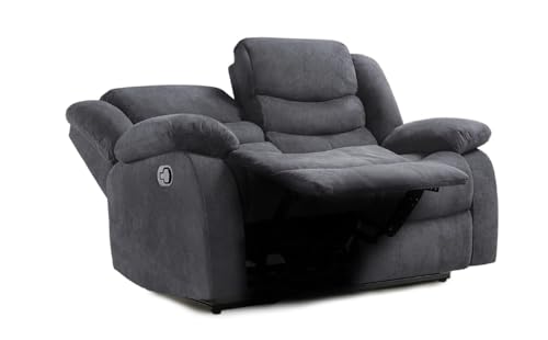 Madrid Grey Fabric Recliner Sofa with Cupholders