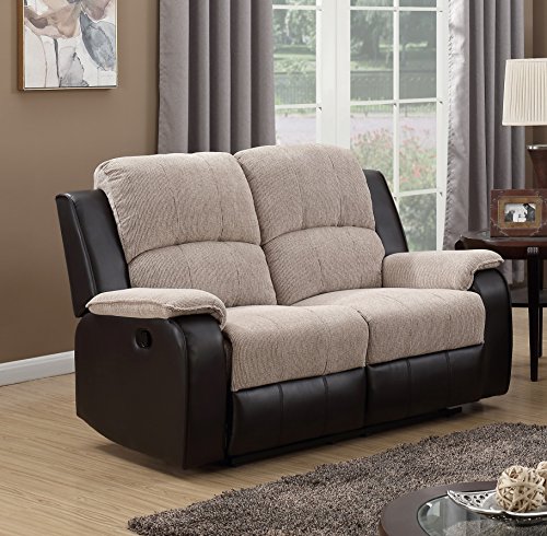 Beige/Brown Reclining 3-Seater and 2-Seater Sofa