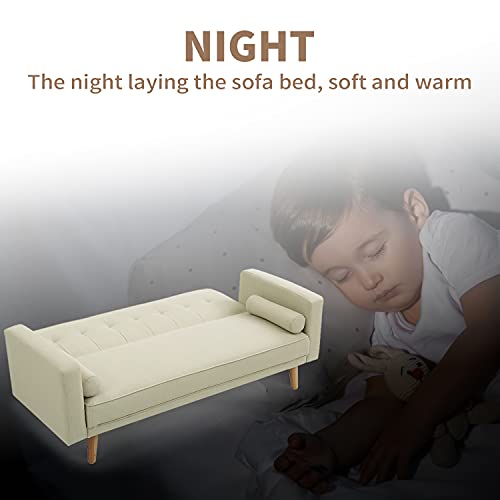 ZANOFIRA Cream White 3-Seater Sofa Bed