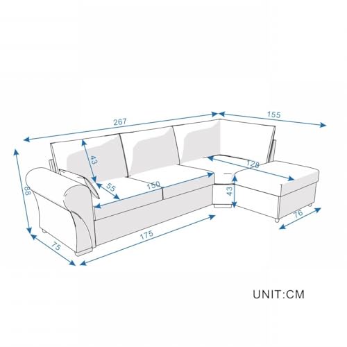 Dark Grey L-Shaped Sofa with USB Port