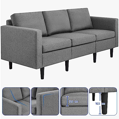 Light Grey Modern 3-Seater Sofa Couch