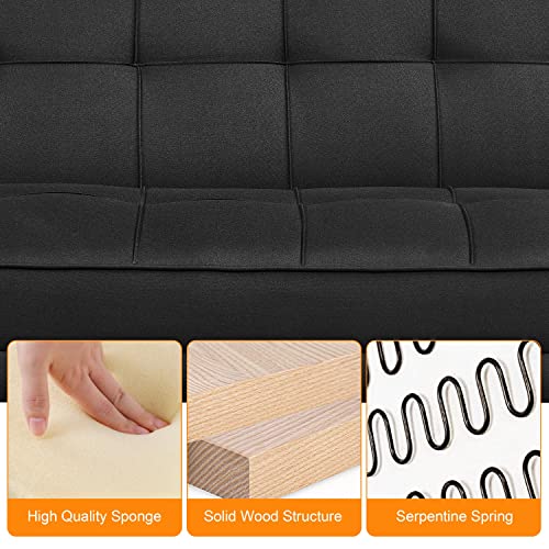 Yaheetech Modern Black 3-Seater Sofa Bed