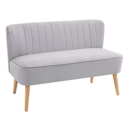 Modern Velvet 2-Seater Armless Sofa - Grey