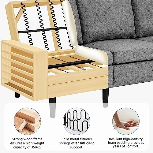 Light Grey Modern 3-Seater Sofa Couch