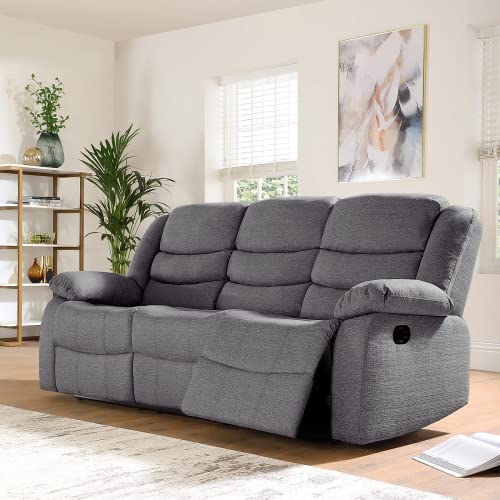 Roma Linen Grey Corner Recliner Sofa Suite