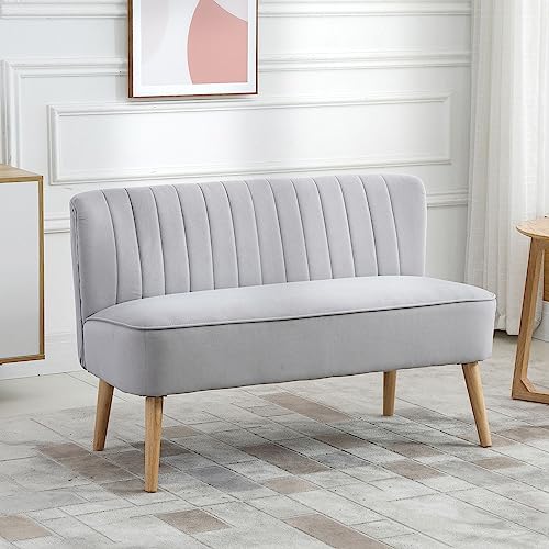 Modern Velvet 2-Seater Armless Sofa - Grey