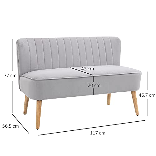 Modern Velvet 2-Seater Armless Sofa - Grey