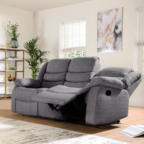 Roma Linen Grey Corner Recliner Sofa Suite