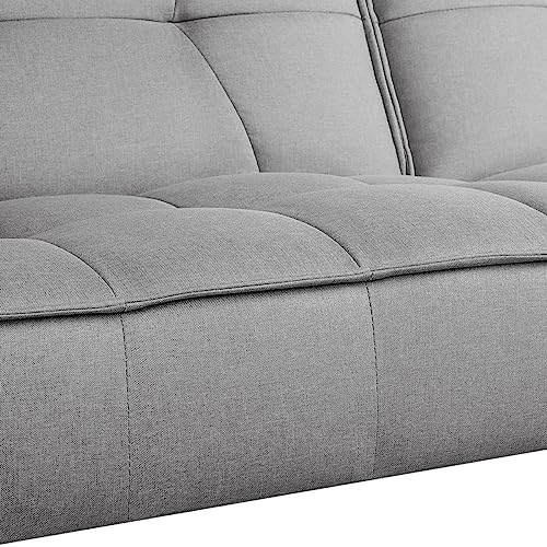 Grey 3-Seater Click Clack Fabric Sofa Bed