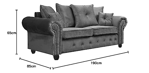 Dark Grey Plush 3 & 2 Seater Sofa Set