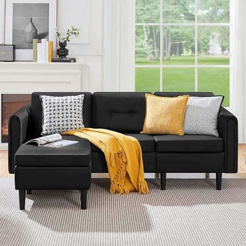 Reversible L-Shaped Fabric Sofa with Ottoman