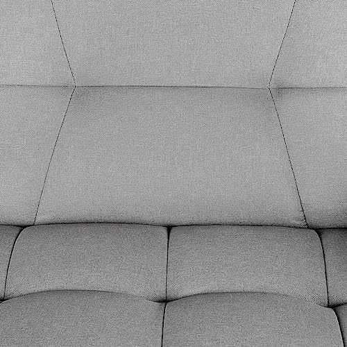 Grey 3-Seater Click Clack Fabric Sofa Bed