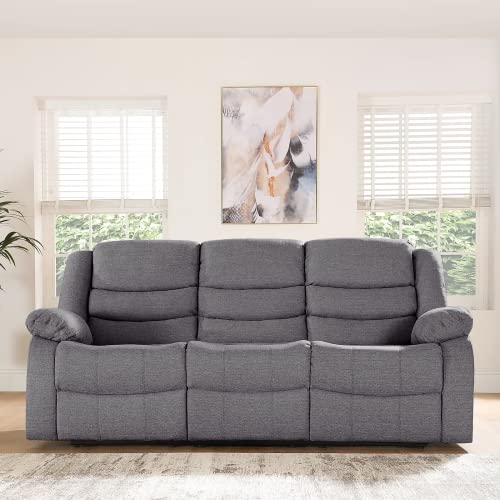 Roma Linen Grey Corner Recliner Sofa Suite