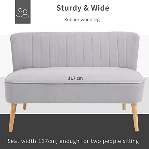 Modern Velvet 2-Seater Armless Sofa - Grey